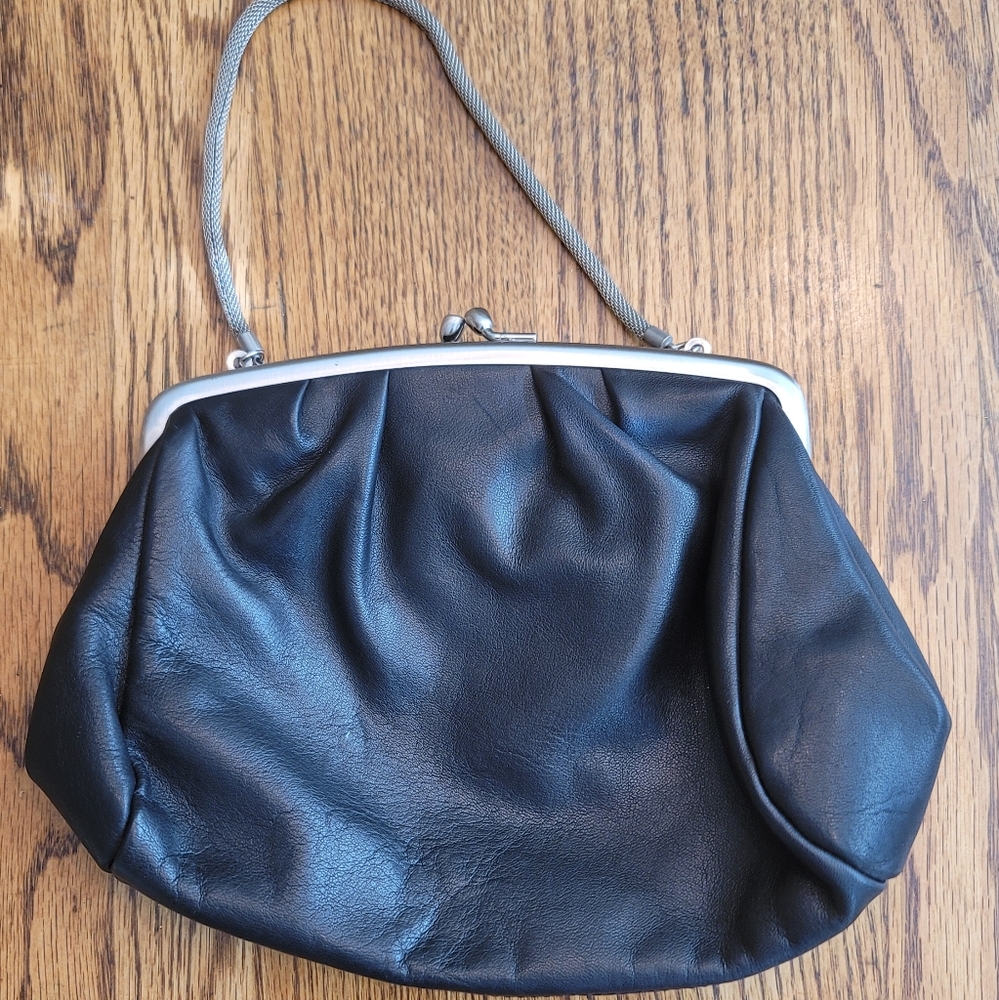Kenneth Cole Genuine Black Leather Clutch Purse Handbag Wristlet